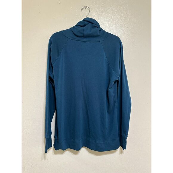 Gaiam Women's Funnel Neck Oversized Sweatshirt Size M Kangaroo Pocket Turquoise - Picture 3 of 3